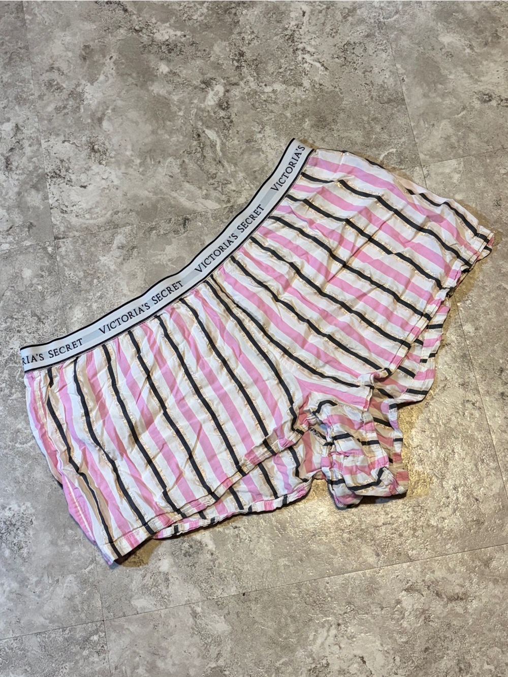 Victorias Secrect pink stripe sleep shorts | cozy lounge pajama bottom | XL